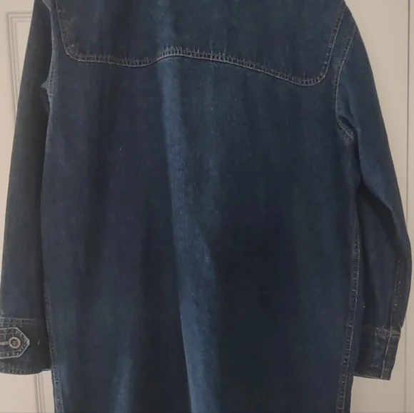 Vintage 1990s Long Liz Wear Denim Jacket with Wood Toggle Buttons size small - Picture 9 of 10
